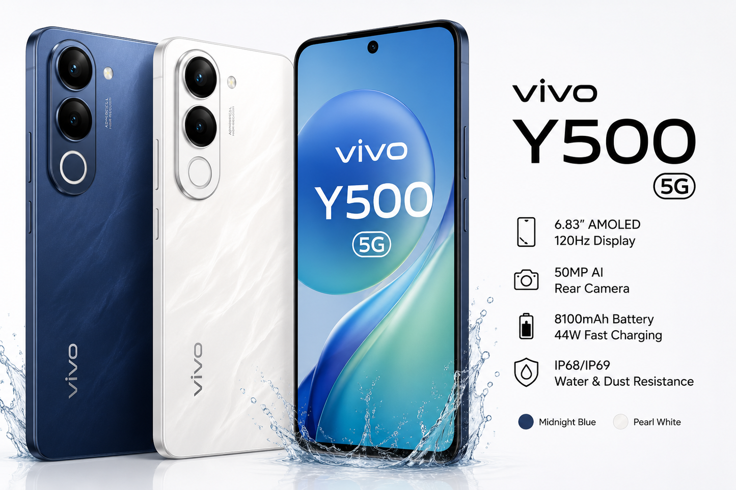 vivo Y500 8GB RAM 128GB/256GB - 6.83" AMOLED 120Hz, 50MP Camera, 8100mAh Battery