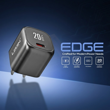 EDGE L-412 20W GaN Fast Charger | Compact PD Wall Charger for iPhone & Android
