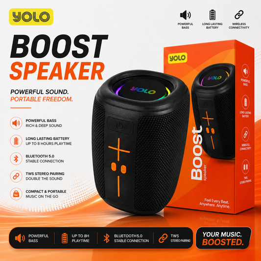 YOLO Boost Wireless Speaker – Portable Bluetooth Speaker with Powerful Bass