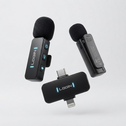 LOGIN L-250 Micron Wireless Vlogging Microphone – AI ANC, Dual Mic, 30m Wireless Range