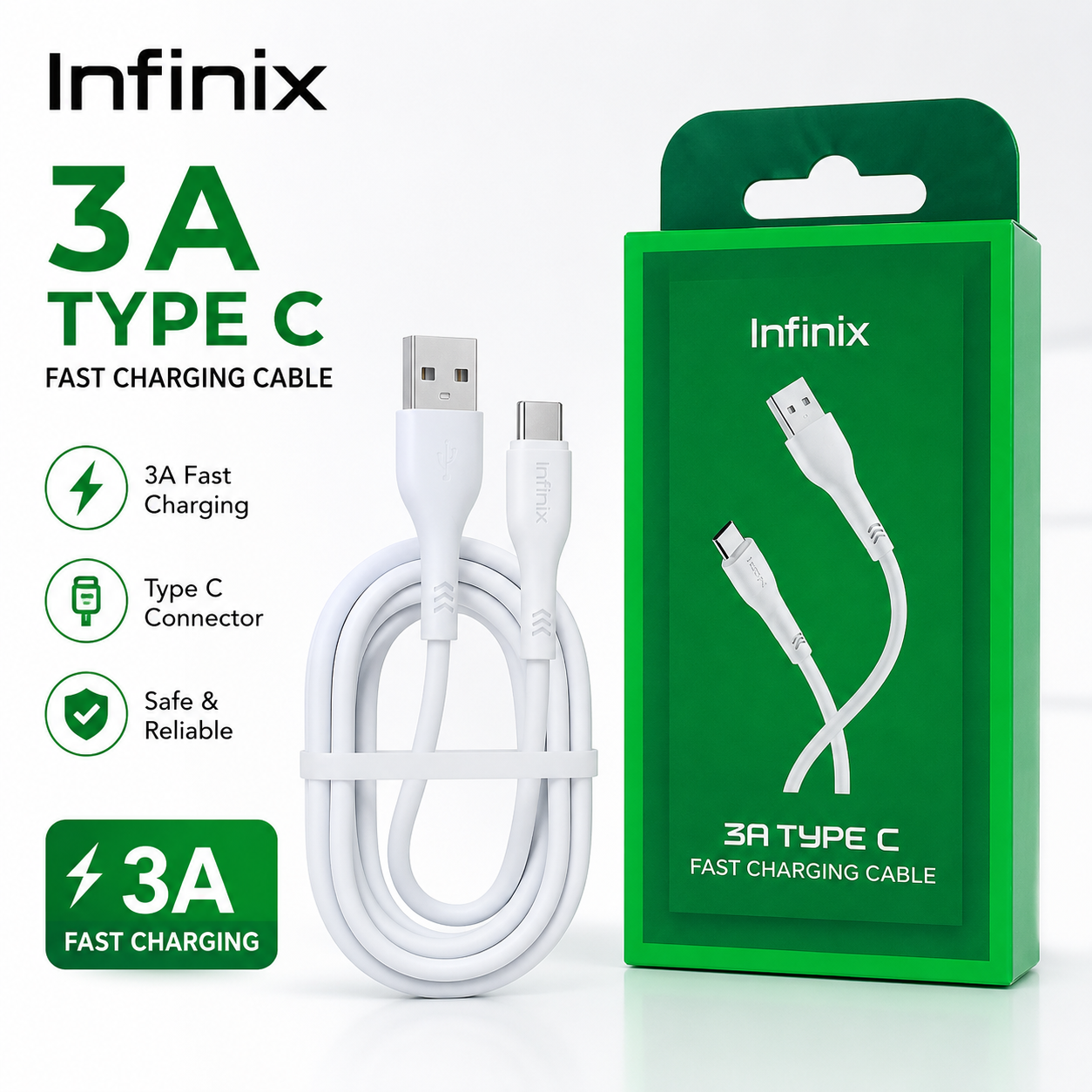 Infinix Original Fast Charging Cable – USB-A to Type-C & USB-A to Micro USB