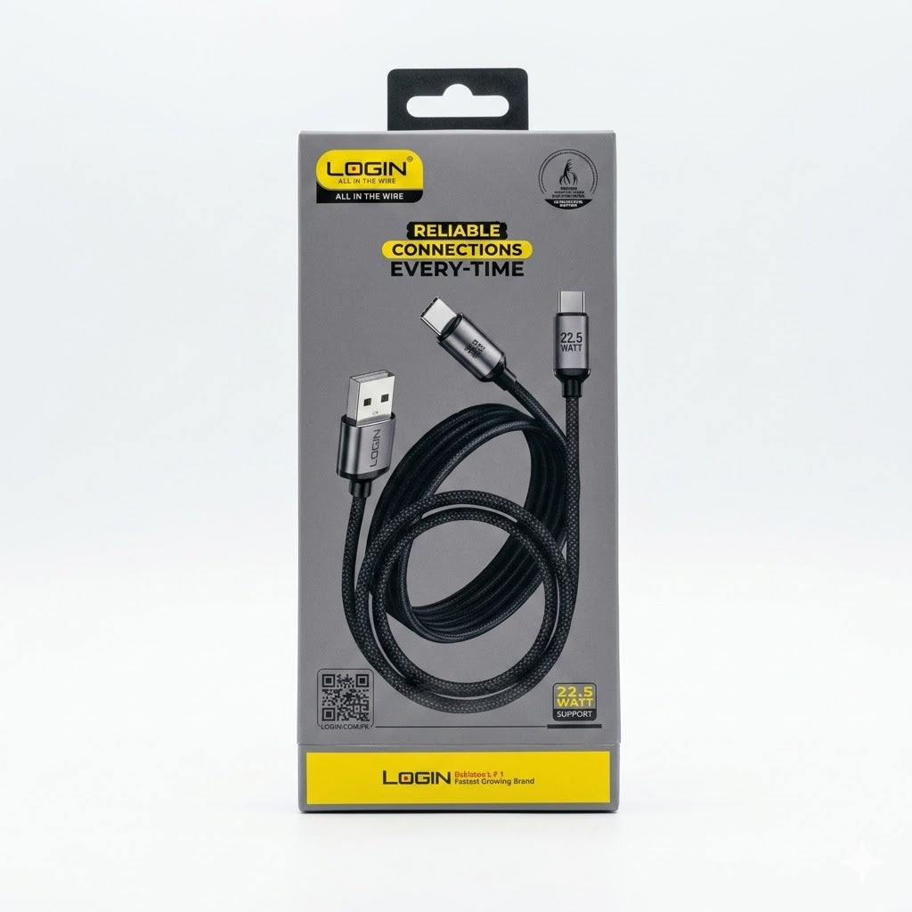 LOGIN L905 22.5W Type-C Fast Charging Cable – High-Speed USB to Type-C Charging Lead