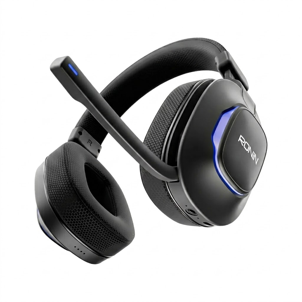 Ronin R-1515 Hurricane Wireless Gaming Headphone | 25ms Ultra-Low Latency Dongle, 40mm Drivers, & Bold RGB Lighting
