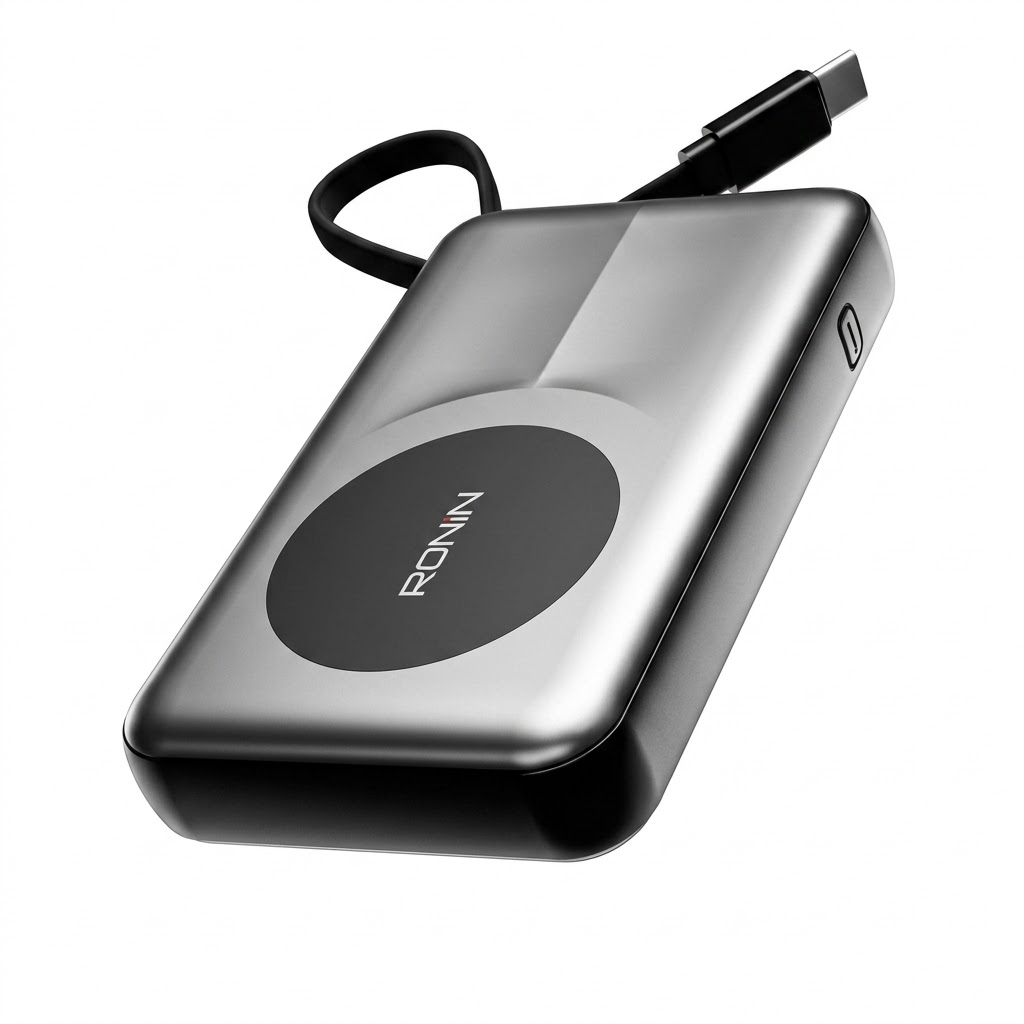 Ronin R-4060 Synergy 10,000mAh Power Bank | 22.5W Fast Charging, 15W Wireless Charging, & Built-in Cable