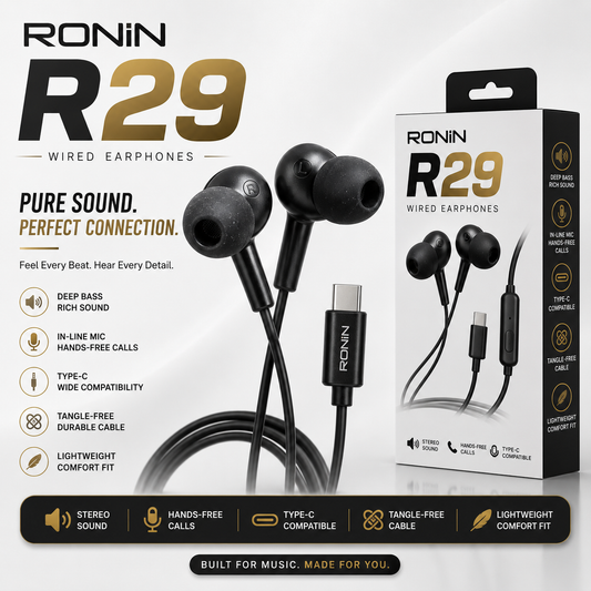 RONIN R29 Handsfree – Premium Wired Earphones with Clear Sound