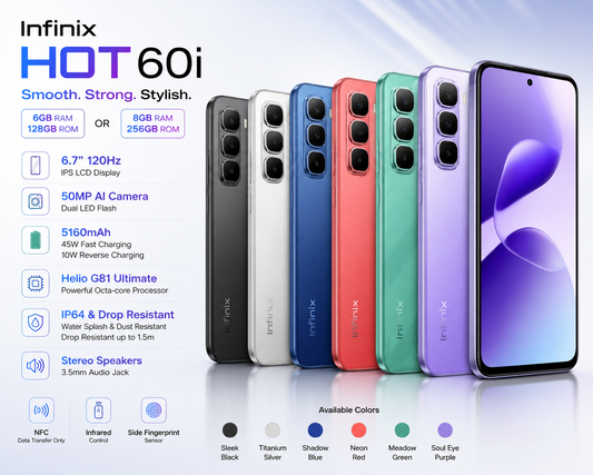 Infinix Hot 60i (Available in 6GB/128GB & 8GB/256GB)