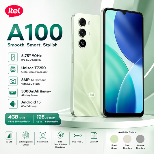 ITEL A100 4B 128GB 5000 mAH BATTERY