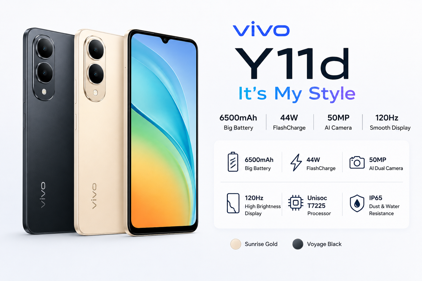 Vivo Y11d Smartphone – 120Hz Display, 50MP Camera, 6500mAh Battery