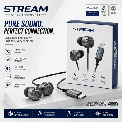 RONIN R27 Type-C Handsfree – Premium Wired Earphones with Deep Bass