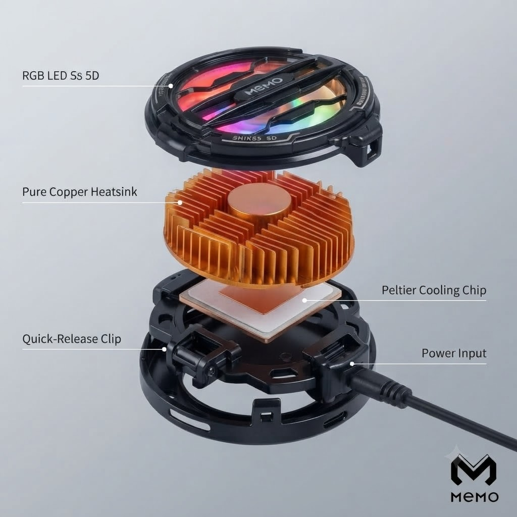 MEMO CX07 Magnetic Mobile Cooling Fan – 15W Gaming Phone Cooler