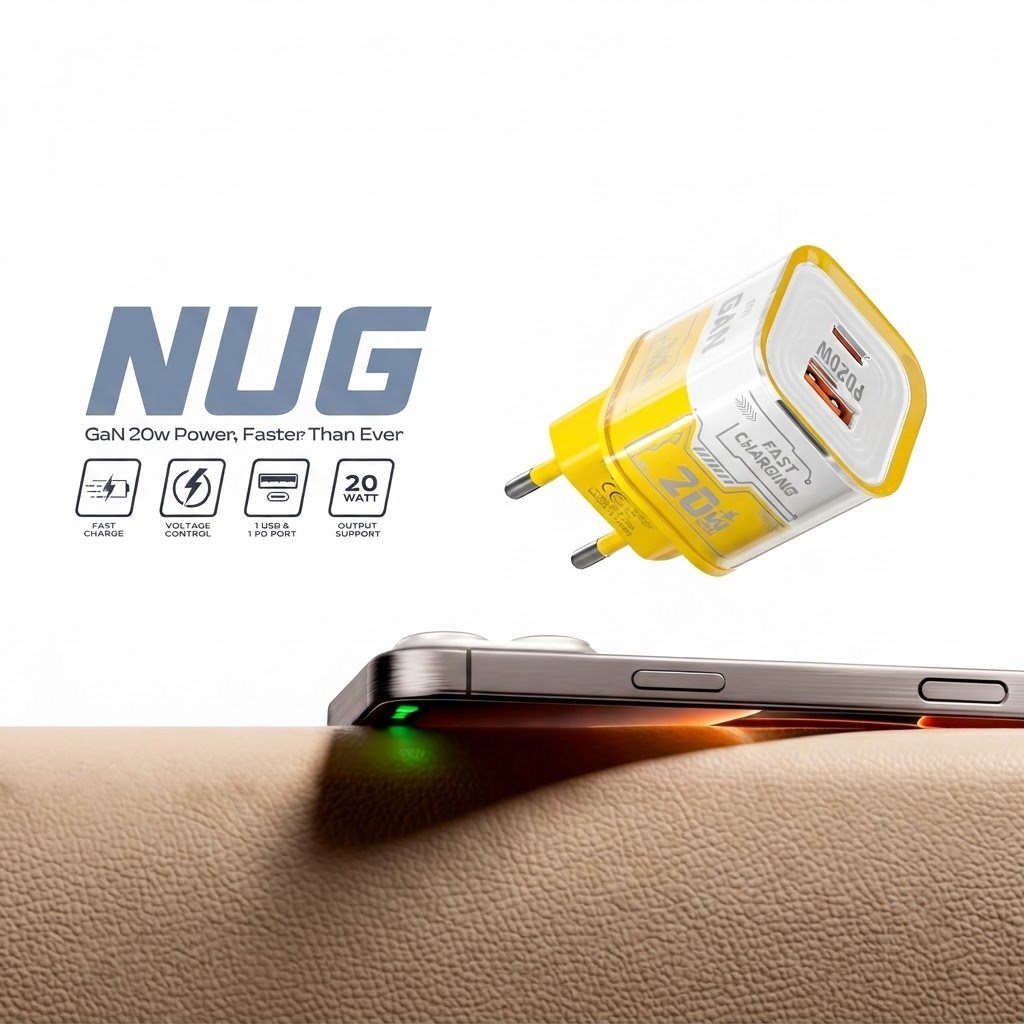LOGIN NUG L-411 20W GaN Fast Charger | USB + PD Dual Port |