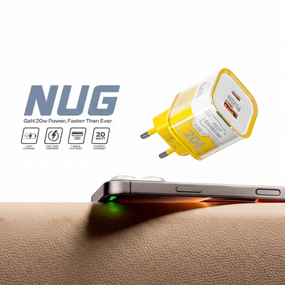 LOGIN NUG L-411 20W GaN Fast Charger | USB + PD Dual Port |