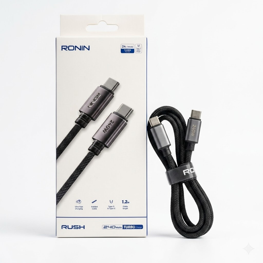 RONIN R2050 240W Type-C to Type-C Fast Charging Cable – Ultra-Fast Power Delivery Cable