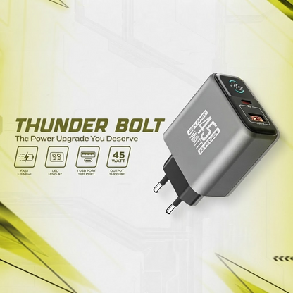 Thunder Bolt L-414 45W GaN Fast Charger | Midnight Grey