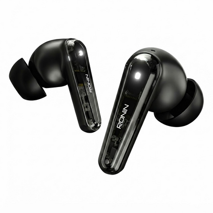 Ronin Lucid R-7135 Wireless Earbuds – Bluetooth 5.4, Quad Mic ENC, 10mm Drivers, Dual Device