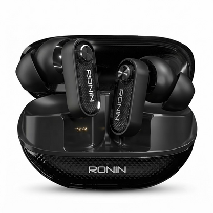 Ronin Glaze R-7145 Wireless Earbuds with Quad Mic ENC, Bluetooth 5.4 & Dual Device Connection