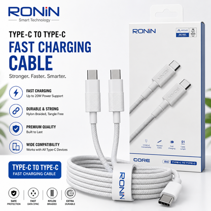 RONIN R2040 Type-C to Type-C Fast Charging Cable – High-Speed Power Delivery Cable