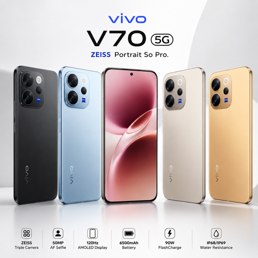 vivo V70 5G – 120Hz AMOLED Display, Snapdragon 7 Gen 4, ZEISS 50MP Triple Camera