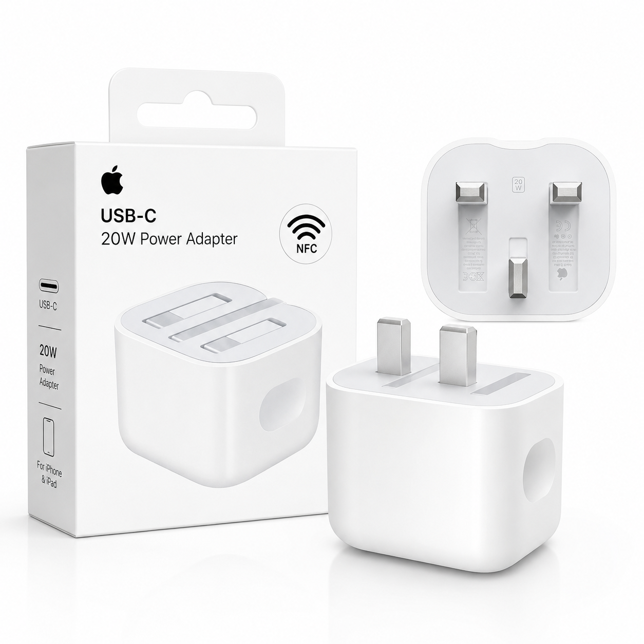 Apple 20W USB-C Power Adapter Fast Charger – PD Fast Charging Adapter for iPhone, iPad & USB-C Devices (White)