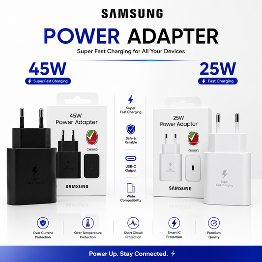 Original Samsung Super Fast Chargers – 25W & 45W USB-C PD Adapter